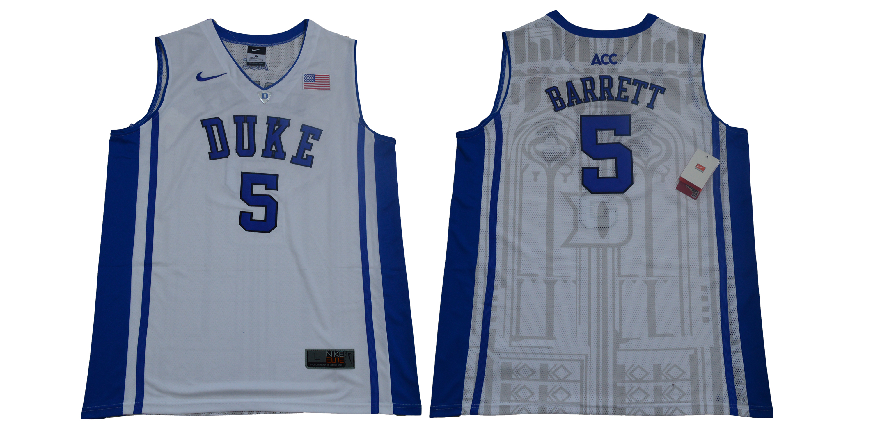 Men Duke Blue Devils 5 Barrett White Nike Limited Stitched NCAA Jersey